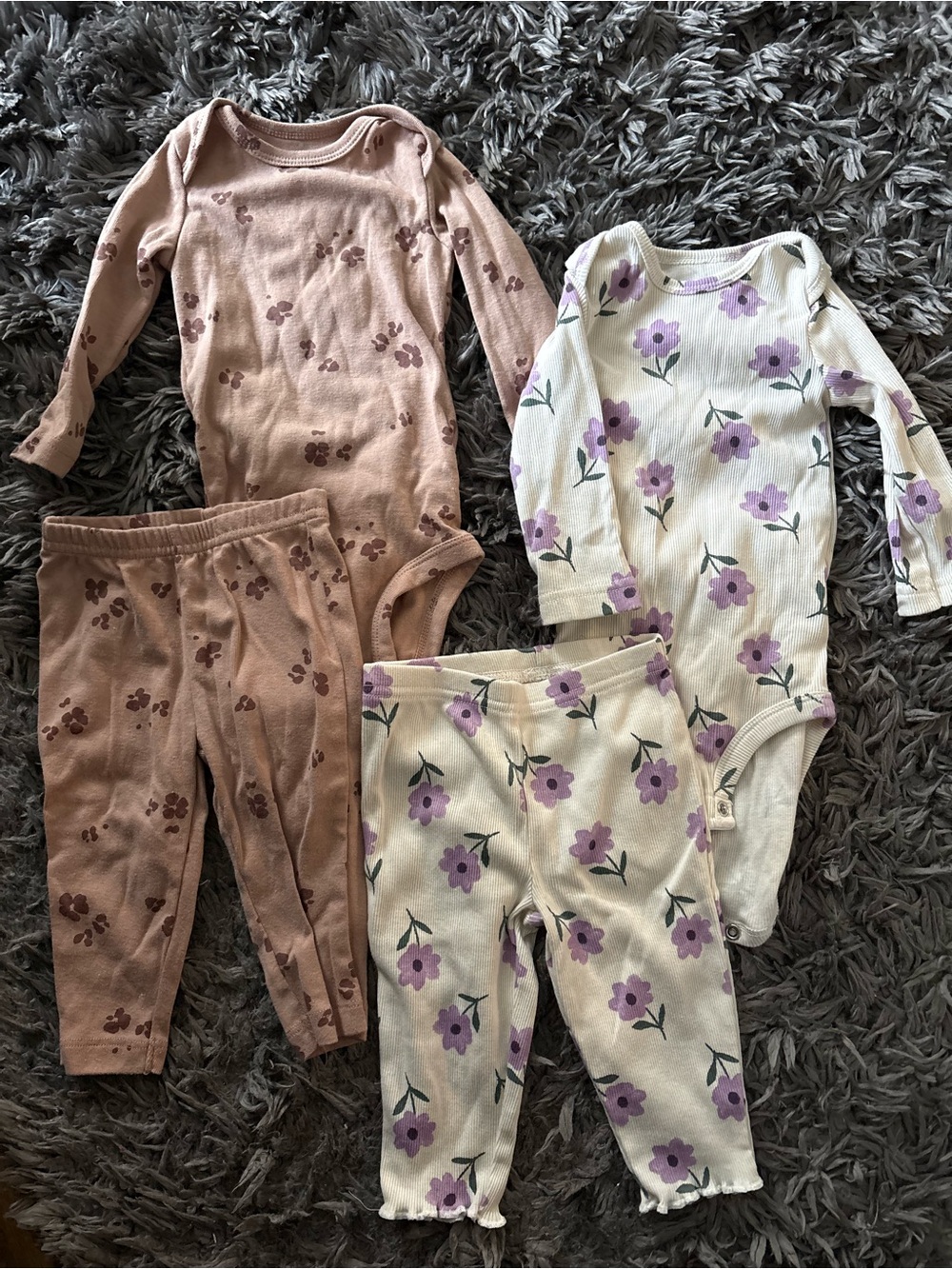 Carter's Floral Long-Sleeve Pajama Sets - Purple & Dusty Rose